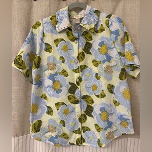 3/$15 Floral Blue and Green Women's Blouse